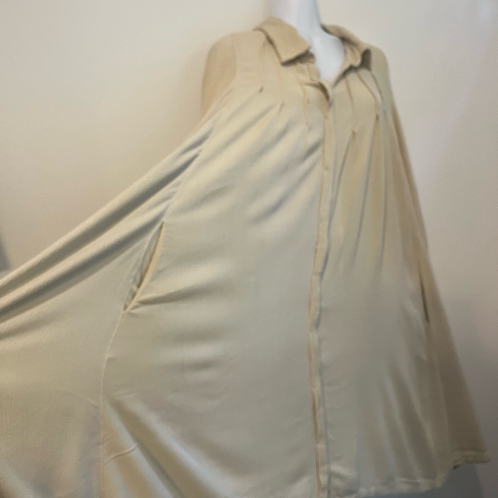 MYRAH PENALOZA Beige Kundalini Bamboo Rayon Button Gown One Size Dress. - Picture 9 of 14